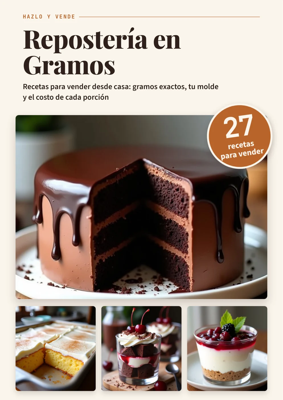 Portada del recetario Repostería en Gramos
