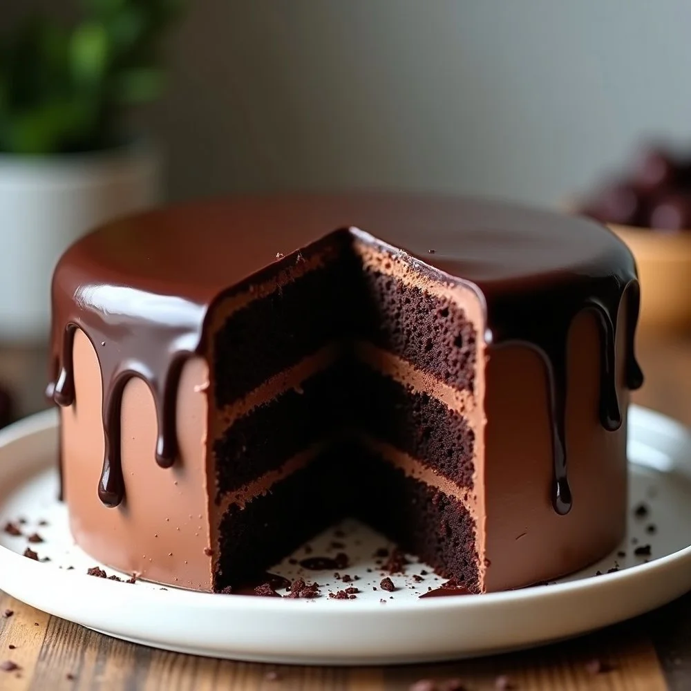 Torta húmeda de chocolate con ganache